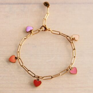 Charm bracelet with mini hearts - mix color - SA570