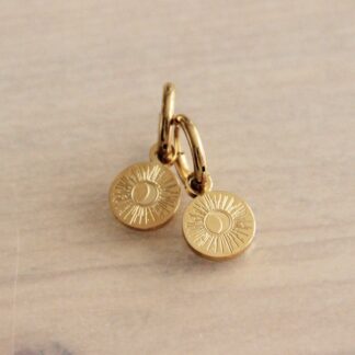 Stainless steel creoles with charm 'moon & sun' - gold - SS339